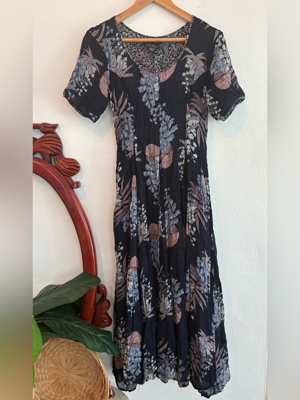Vintage Nostalgia Reversible Maxi Dress with Blush & Light Blue Floral Print